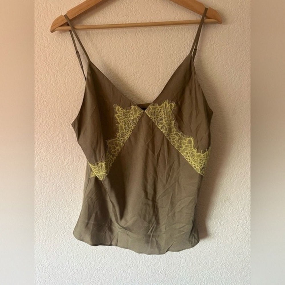 rag & bone Olive Camisole with Yellow Lace